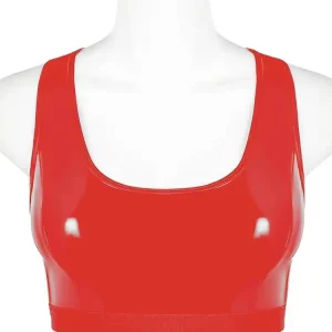 Alternative view of S-3XL Wet Look PVC Tank Bustier Crop Tops Shiny PU Leather Vest Camis Tights Sexy Gym Athletic Croptop Copped Sleeveless Shirt