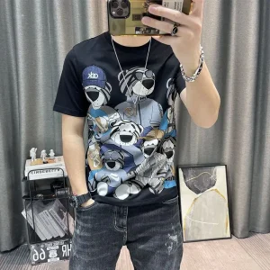 Alternative view of Man Tee Shirts Print 100℅ Cotton T Shirt for Men Katoen Grey Streetwear Casual Cheap Clothes Kpop Korean Clothing Basic Cool Top